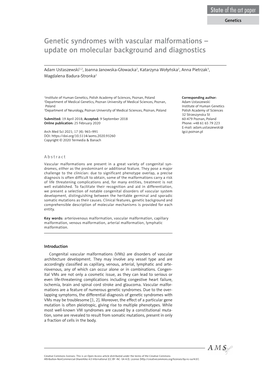 Genetic Syndromes with Vascular Malformations – Update on Molecular Background and Diagnostics