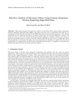 Pole-Zero Analysis of Microwave Filters Using Contour Integration Method Exploiting Right-Half Plane