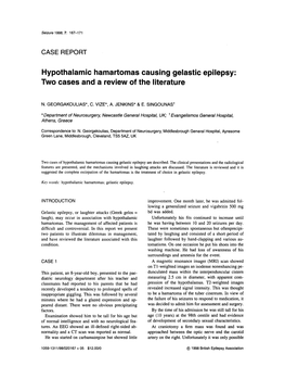 Hypothalamic Hamartomas Causing Gelastic Epilepsy: Two Cases and a Review of the Literature