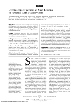 Dermoscopic Features of Skin Lesions in Patients with Mastocytosis