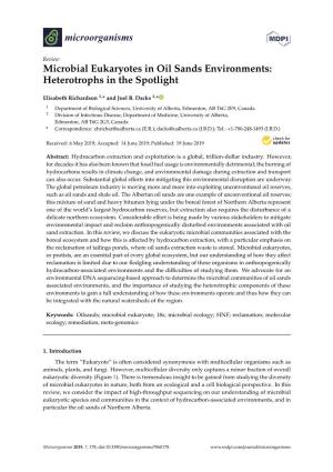 Microbial Eukaryotes in Oil Sands Environments: Heterotrophs in the Spotlight