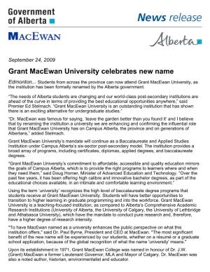 Grant Macewan University Celebrates New Name