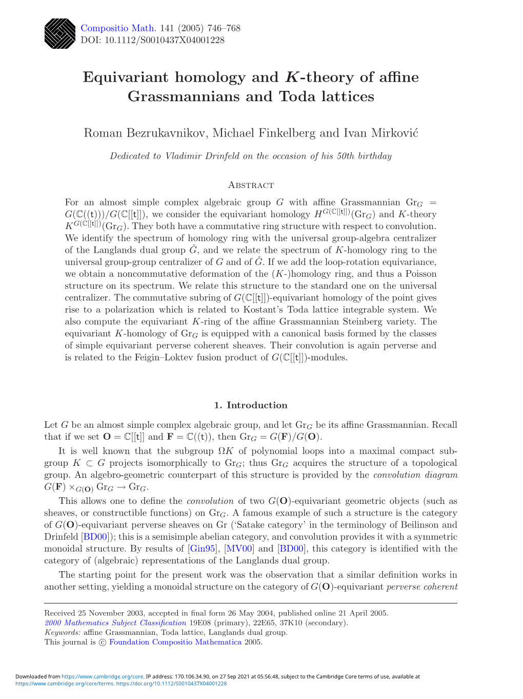 Equivariant Homology and K -Theory of Affine Grassmannians and Toda