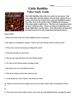 Little Buddha Video Study Guide