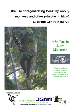The Use of Regenerating Forest by Woolly Monkeys and Other Primates in Manú Learning Centre Reserve