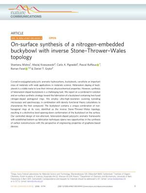 On-Surface Synthesis of a Nitrogen-Embedded Buckybowl with Inverse Stoneâ