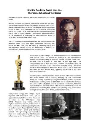 Sherborne School and the Oscars
