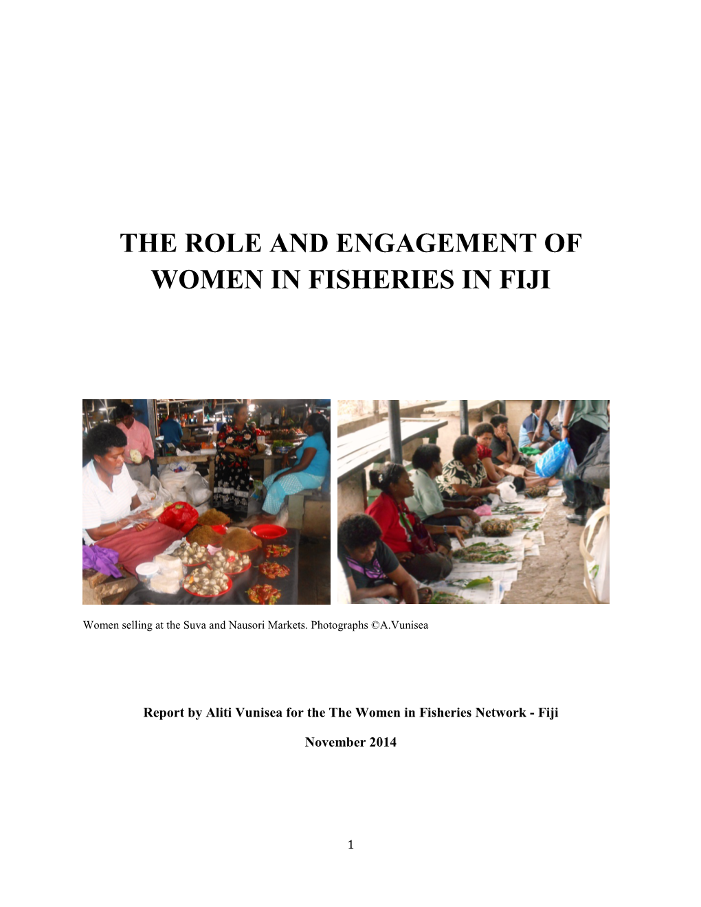 The Role and Engagement of Women in Fisheries in Fiji