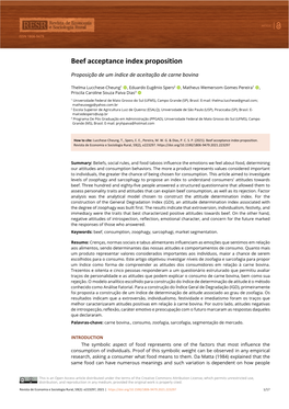 Beef Acceptance Index Proposition