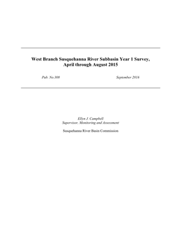 West Branch Subbasin Survey 2015