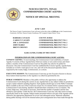 Nueces County, Texas Commissioners Court Agenda