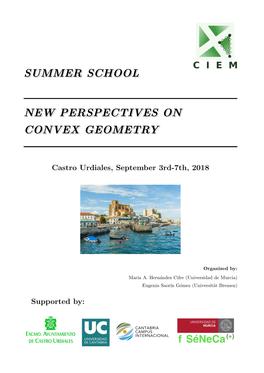 Summer School New Perspectives on Convex Geometry