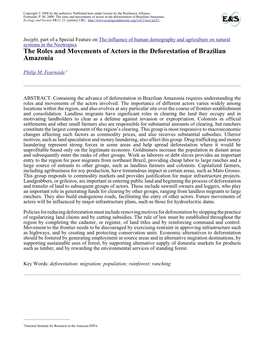 The Roles and Movements of Actors in the Deforestation of Brazilian Amazonia