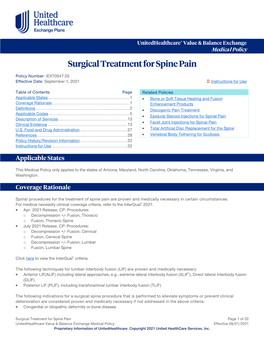 Surgical Treatment for Spine Pain