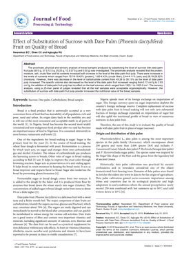 Effect of Substitution of Sucrose with Date Palm (Phoenix Dactylifera