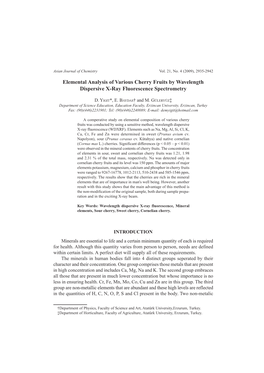 Elemental Analysis of Various Cherry Fruits by Wavelength Dispersive X-Ray Fluorescence Spectrometry