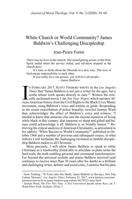 White Church Or World Community? James Baldwin's Challenging