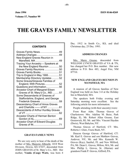 Graves Family Newsletter, June 1994