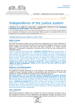 Independence of the Justice System