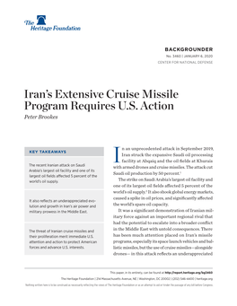 Iran's Extensive Cruise Missile Program Requires U.S. Action