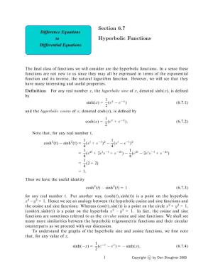 Section 6.7 Hyperbolic Functions 3