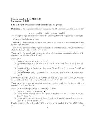 Invariant Equivalence Relations on Groups
