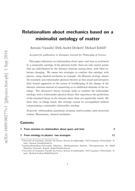 Relationalism About Mechanics Based on a Minimalist Ontology of Matter