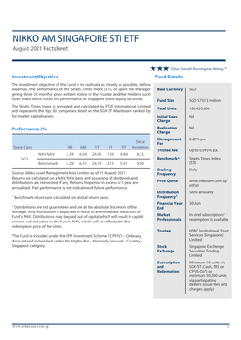 NIKKO AM SINGAPORE STI ETF August 2021 Factsheet