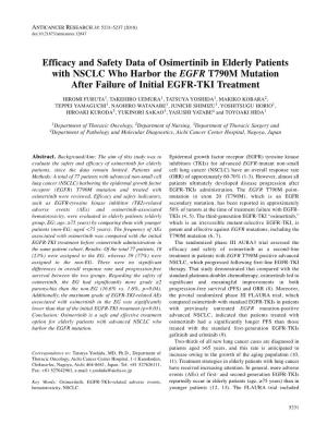 Efficacy and Safety Data of Osimertinib in Elderly Patients with NSCLC Who Harbor the EGFR T790M Mutation After Failure of Initi
