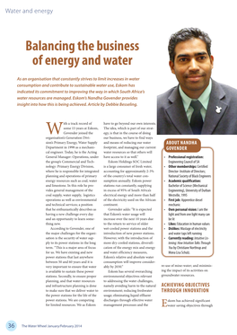 Balancing the Business of Energy and Water