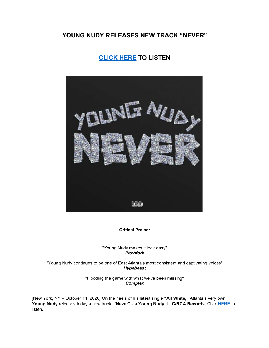 Young Nudy Releases New Track “Never” Click Here To