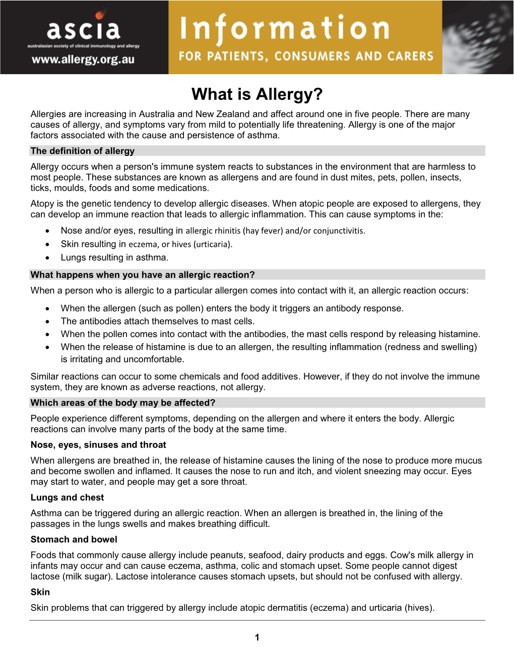 What Is Allergy? Allergies Are Increasing in Australia and New Zealand and Affect Around One in Five People