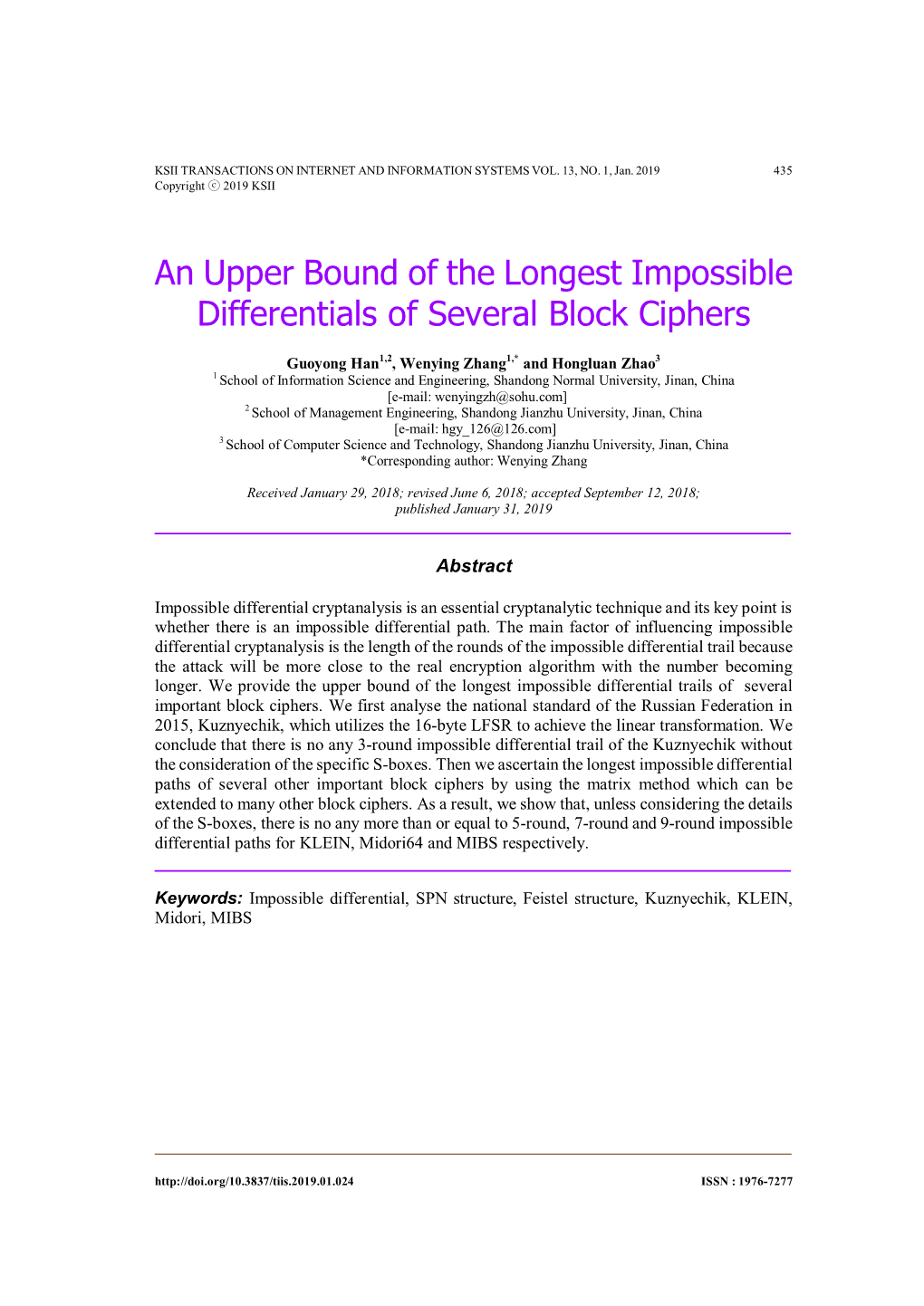 An Upper Bound of the Longest Impossible Differentials of Several Block Ciphers