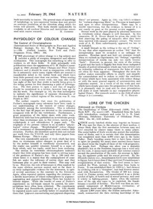 February 29, 1964 NATURE PHYSIOLOGY of COLOUR