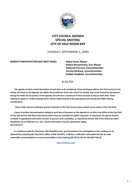 Agenda Packet and Emailed to the City Council