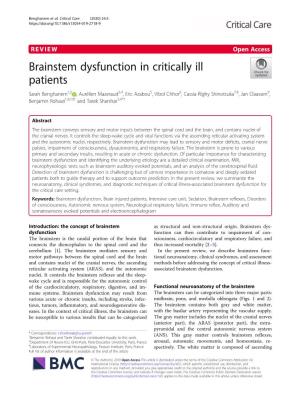 Brainstem Dysfunction in Critically Ill Patients