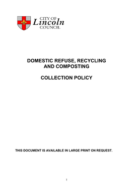 Domestic Refuse, Recycling and Composting Policy