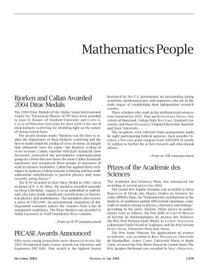 Mathematics People, Volume 51, Number 11
