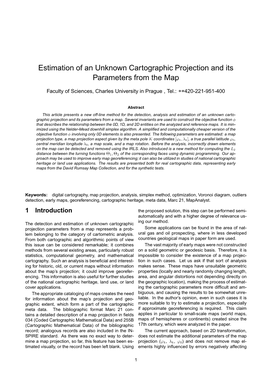 Estimation of an Unknown Cartographic Projection and Its Parameters from the Map