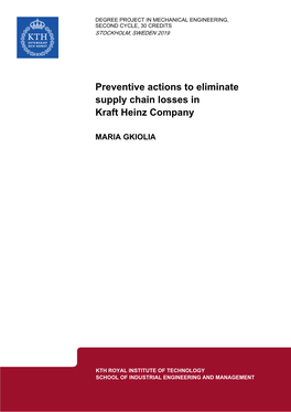 Preventive Actions to Eliminate Supply Chain Losses in Kraft Heinz Company