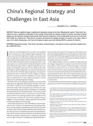 China's Regional Strategy and Challenges in East Asia