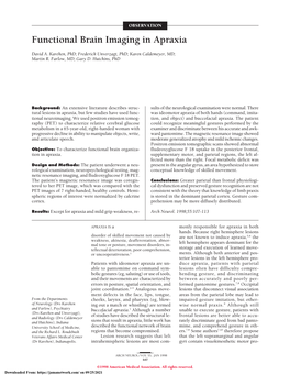 Functional Brain Imaging in Apraxia