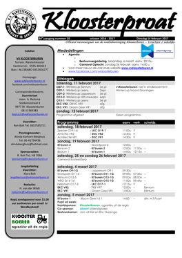 Mededelingen ___Uitslagen Programma