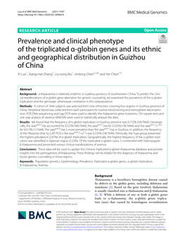 Prevalence and Clinical Phenotype of the Triplicated Α-Globin Genes And