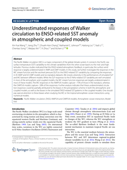 Underestimated Responses of Walker Circulation to ENSO-Related SST