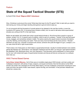 State of the Squad Tactical Shooter (STS) by Guest W Riter Chuck "Magnum MGG" Ankenbauer