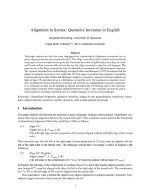 Alignment in Syntax: Quotative Inversion in English