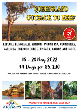 Queensland Outback to Reef 2022 BROCHURE.Pub