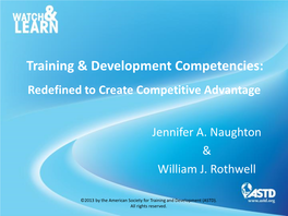 Training & Development Competencies: Redefined to Create Competitive Advantage