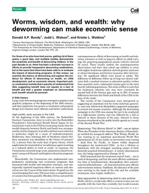 Worms, Wisdom, and Wealth: Why Deworming Can Make Economic Sense